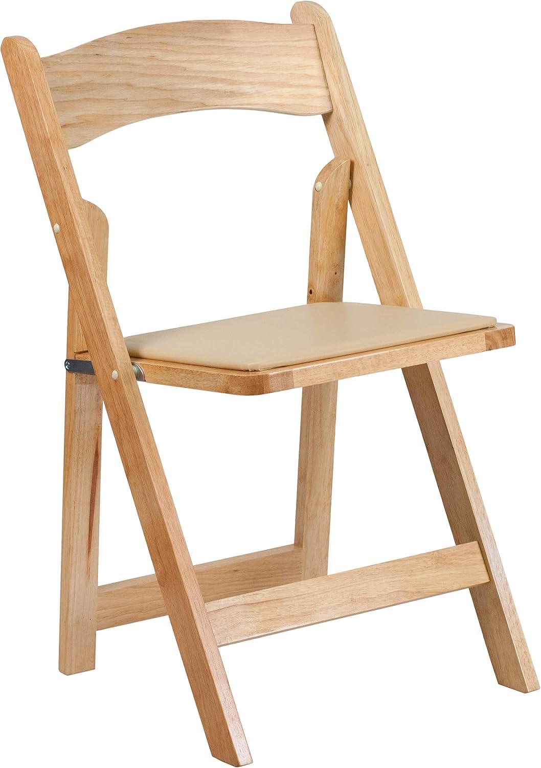 Hercules Series Natural Beechwood Folding Chair with Detachable Vinyl Seat