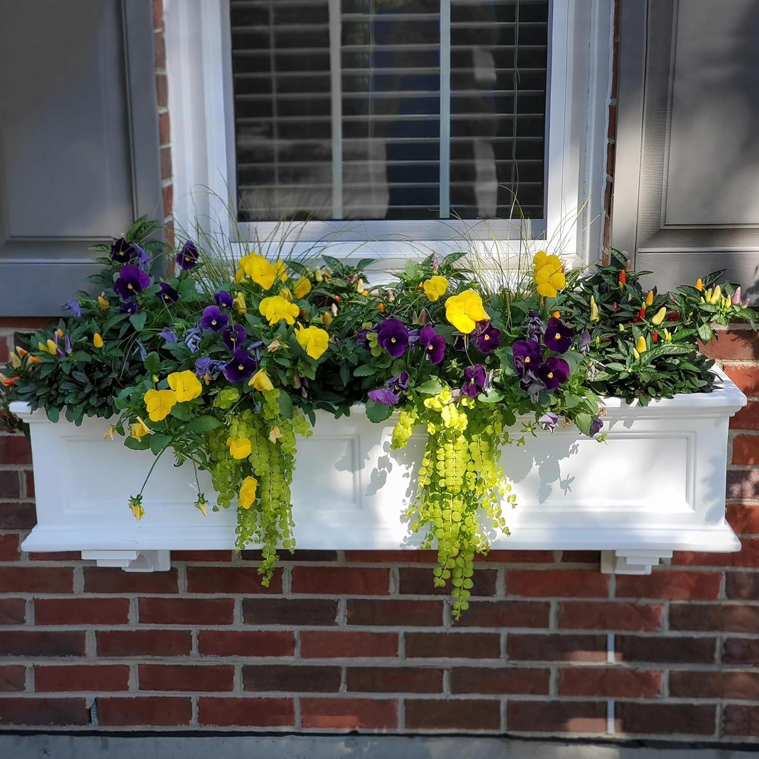 Fairfield White Polyethylene Self-Watering Window Box Planter