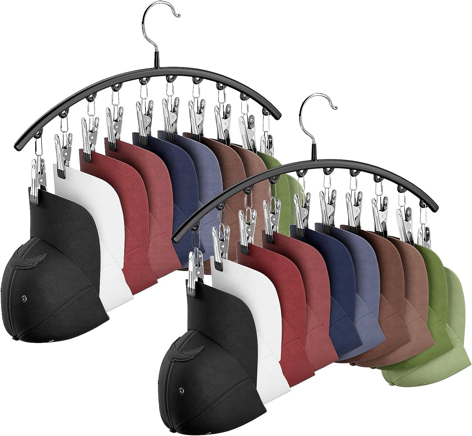 Stainless Steel 2-Pack Hat Organizer with 10 Clips