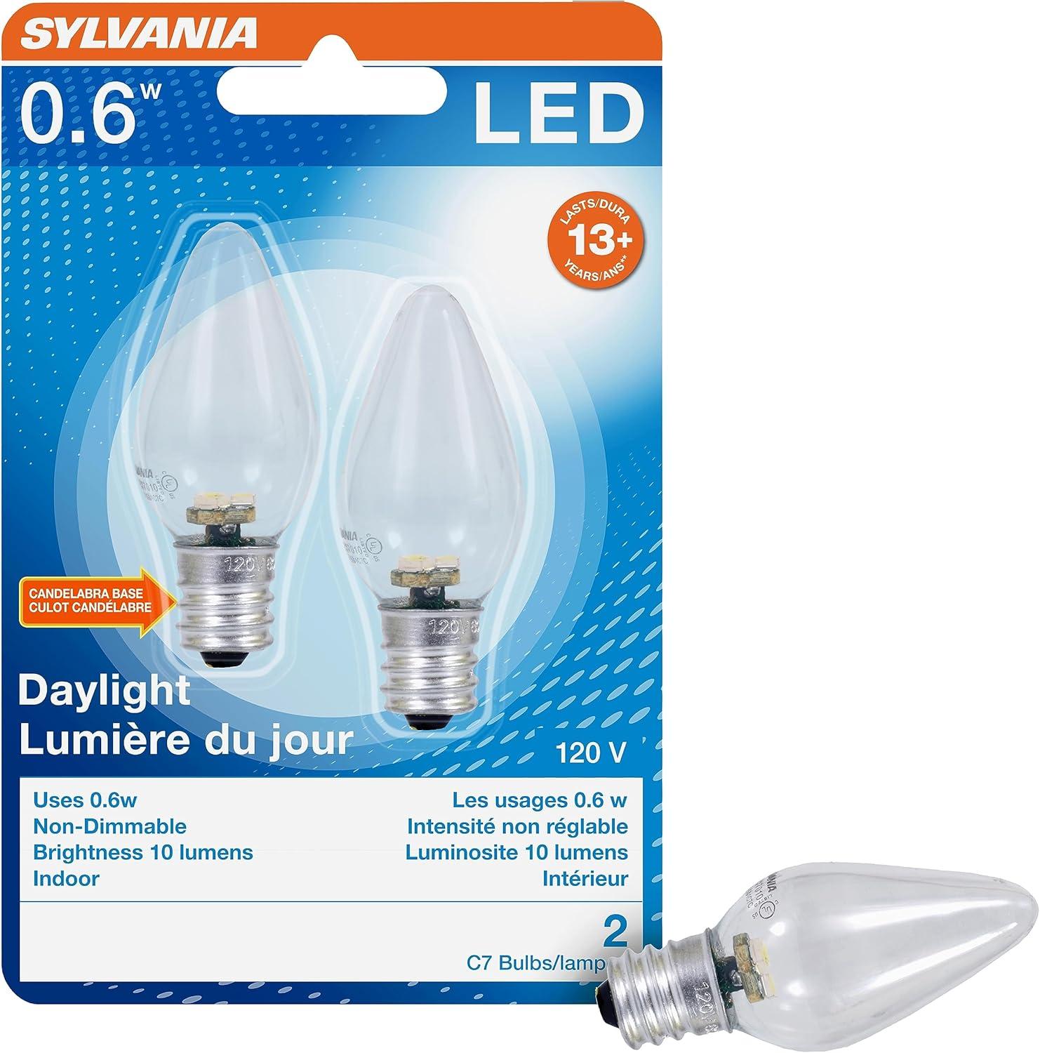 Sylvania C7 LED Night Light Bulbs, 1W, Daylight, 2-count