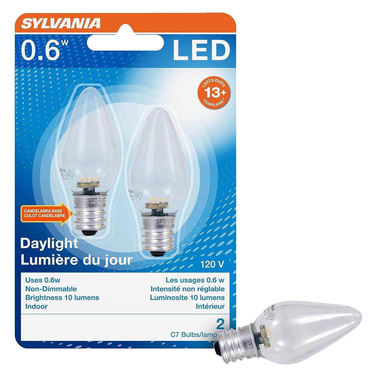 Sylvania C7 LED Night Light Bulbs, 1W, Daylight, 2-count