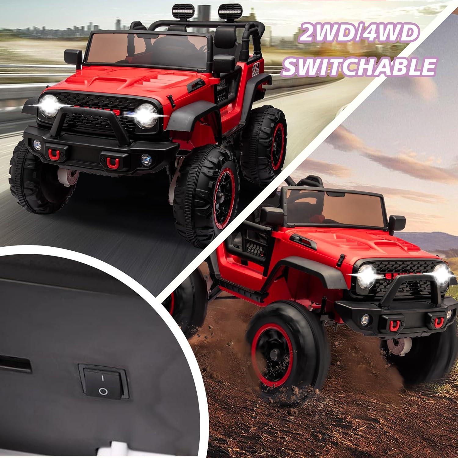 𝐆-𝐲𝐢𝐧𝐠 4WD 2 Seater Kids Ride on Car with Remote Control, 24V Electric Kids Jeep Vehicle Toys w/Bluetooth, MP3, USB, Music, Volume Adjustment, Light control & Power Display For Kids Age3