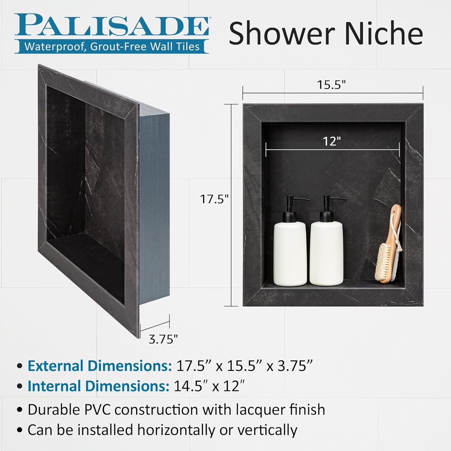 Wintry Mix Gray PVC Waterproof Shower Niche Insert