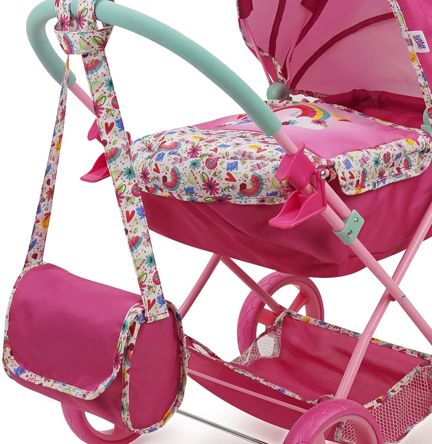 Baby Alive: Deluxe Classic Doll Pram - Pink & Rainbow - Fits Dolls up to 18"