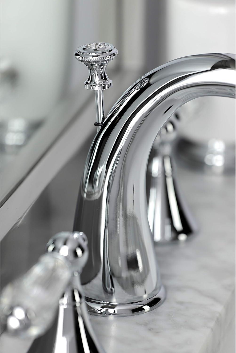 Kingston Brass KS2971WLL Widespread Lavatory Faucet with Crystal Lever Handle, Chrome