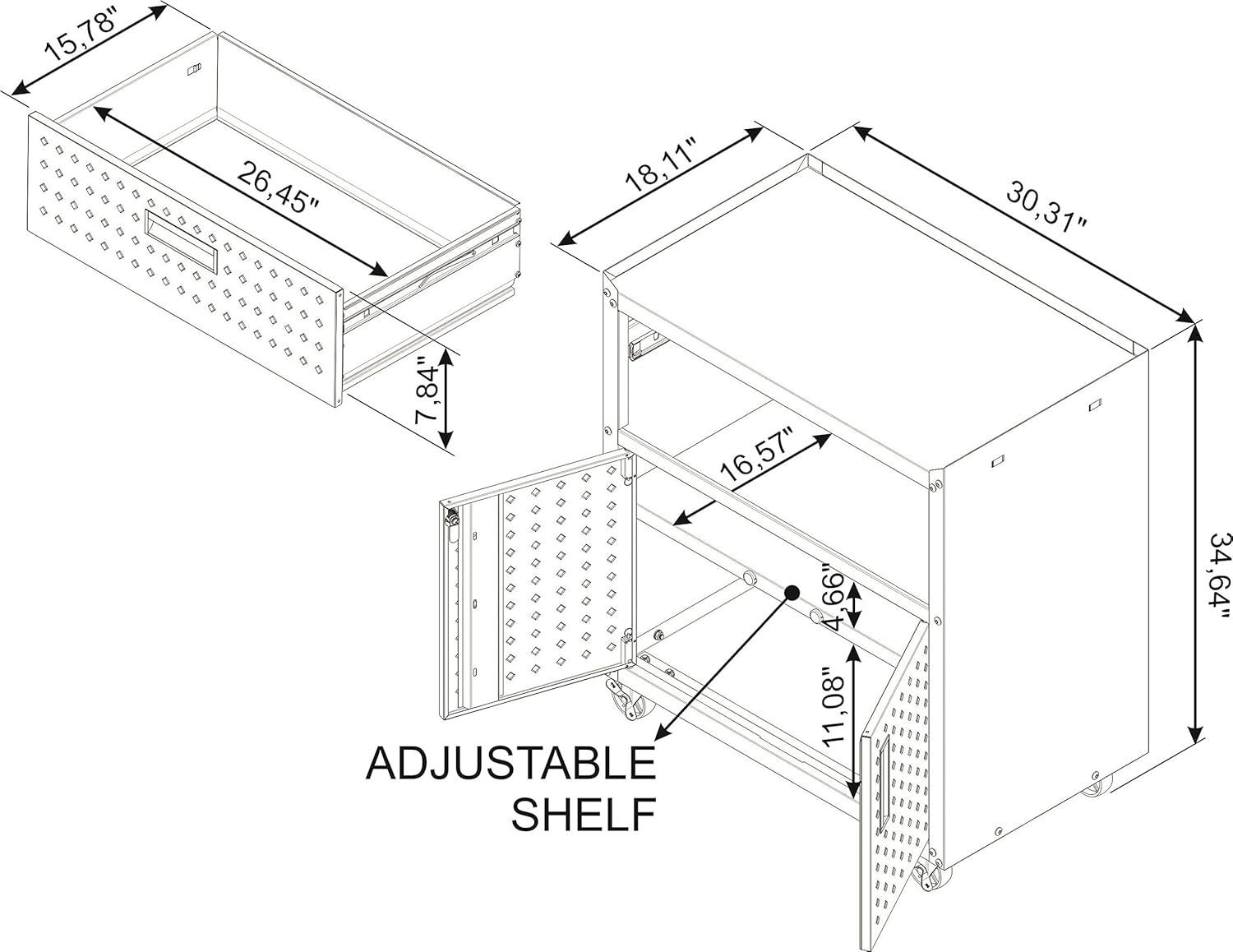 Manhattan Comfort Floating Metal Garage Cabinet Charcoal, Gray