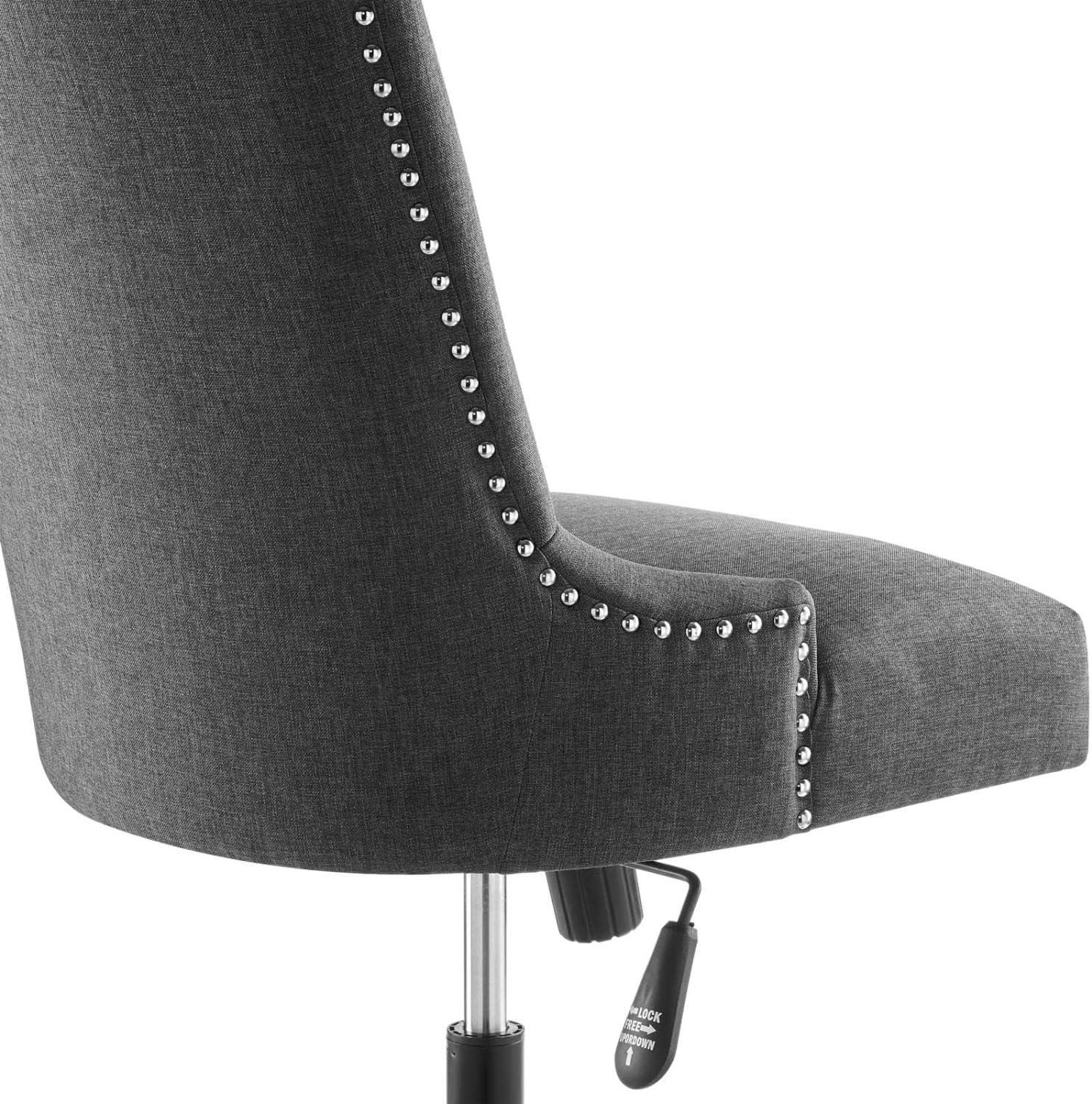 Empower Channel Tufted Fabric Office Chair Black/Gray - Modway: Modern Desk Chair with Casters, Adjustable Height