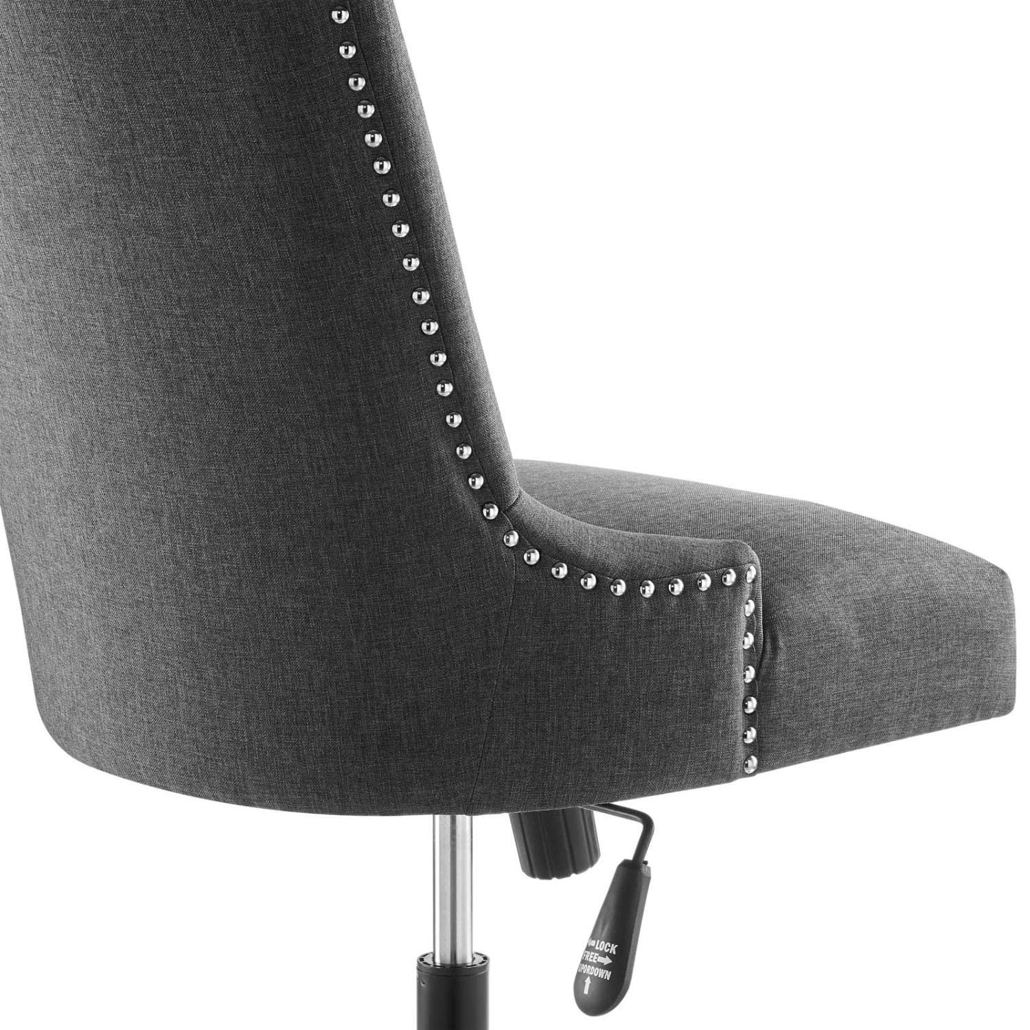 Empower Channel Tufted Fabric Office Chair Black/Gray - Modway: Modern Desk Chair with Casters, Adjustable Height