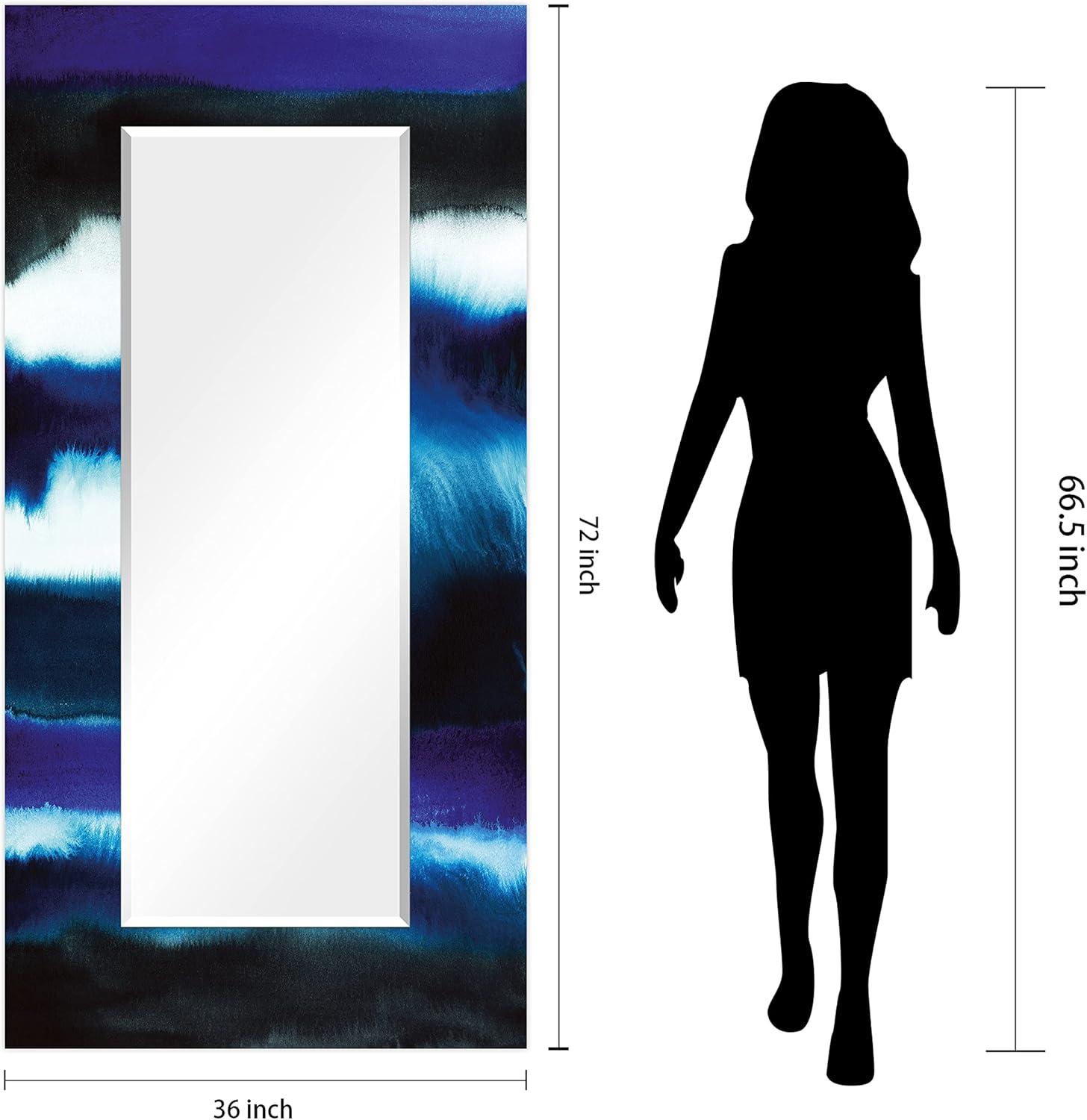 Empire Art Direct Run Off II Rectangular Beveled Mirror on Free Floating Reverse Printed Tempered Art Glass, 72" x 36" x 0.4", Ready to Hang