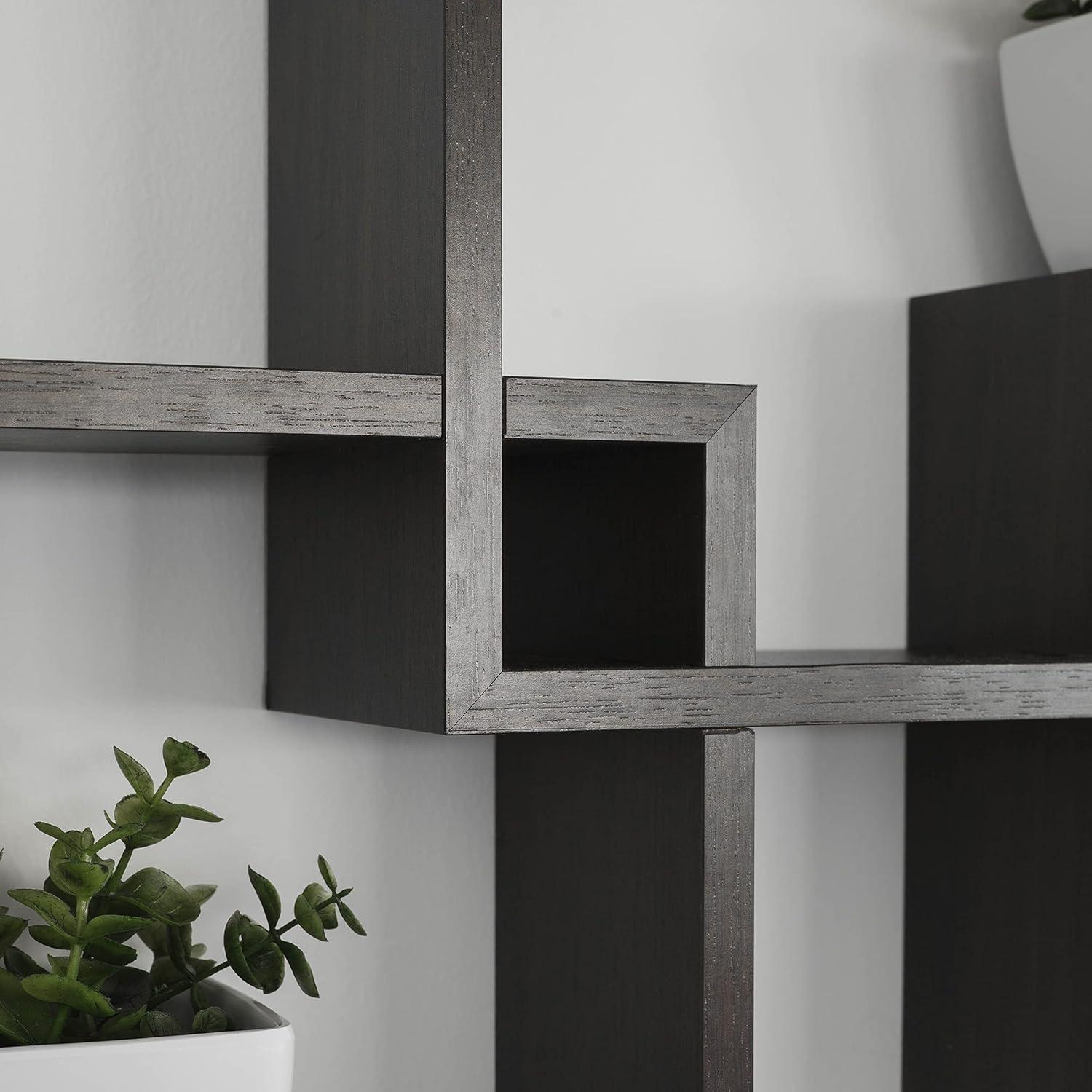 Danya B. 25.5" x 17.75" Intersecting Cube Wall Shelf Espresso Modern MDF Storage Display