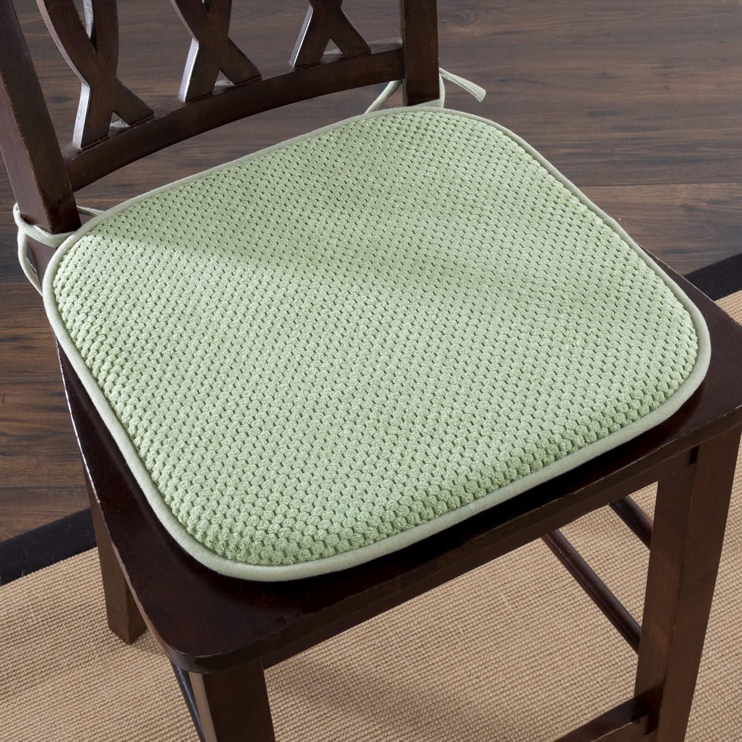 Green Memory Foam Square Dining Chair Cushions, 6-Pack