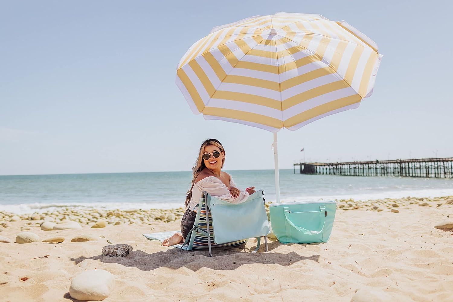 Oniva Portable Beach Stick Umbrella - Yellow Cabana Stripe