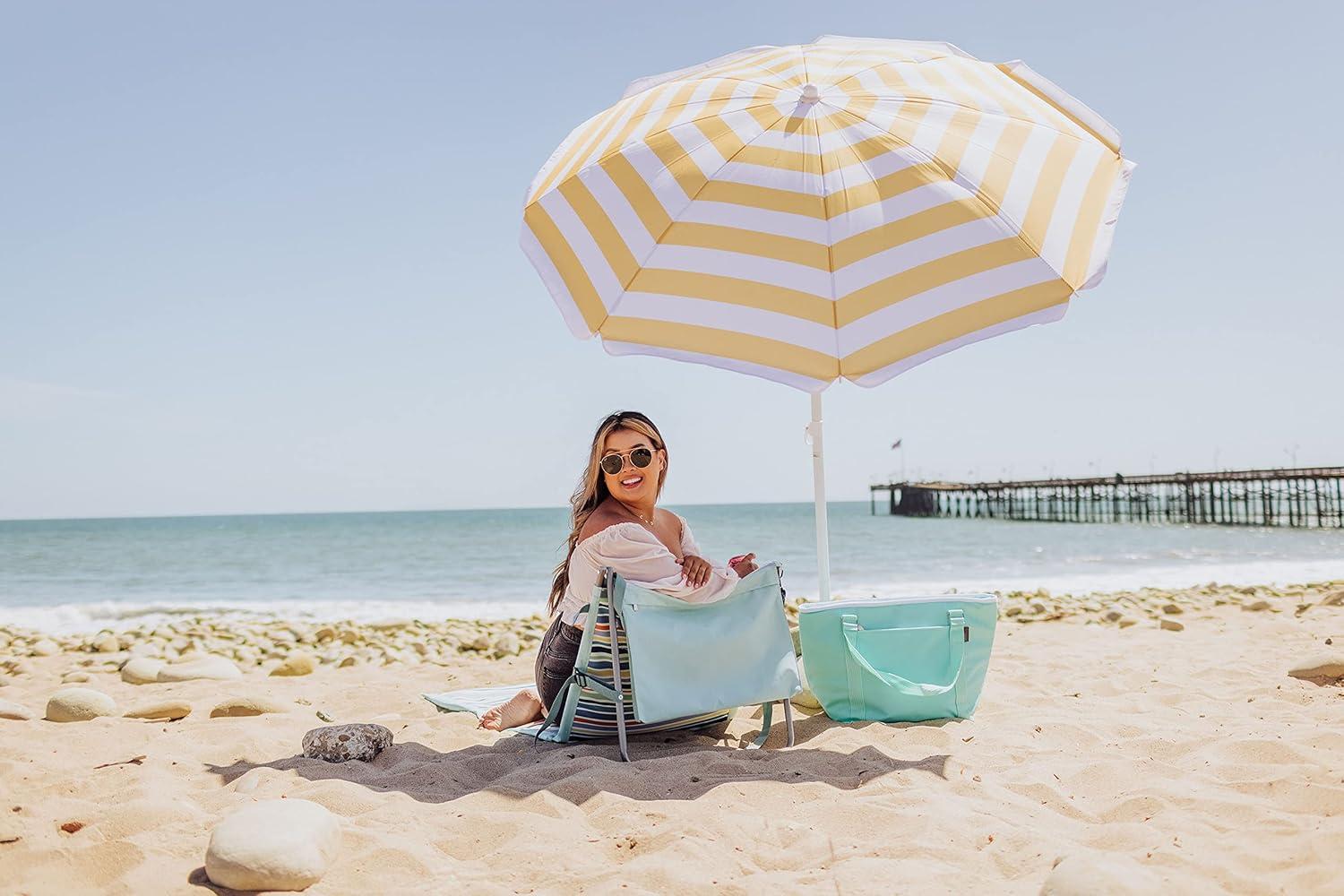 Oniva Portable Beach Stick Umbrella - Yellow Cabana Stripe