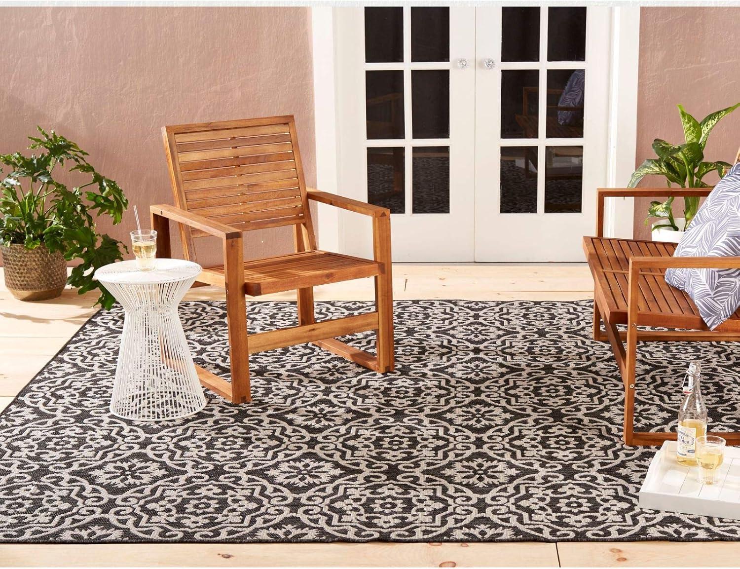 Nicole Miller New York Patio Country Danica Geometric Indoor/Outdoor Area Rug, Black/Grey