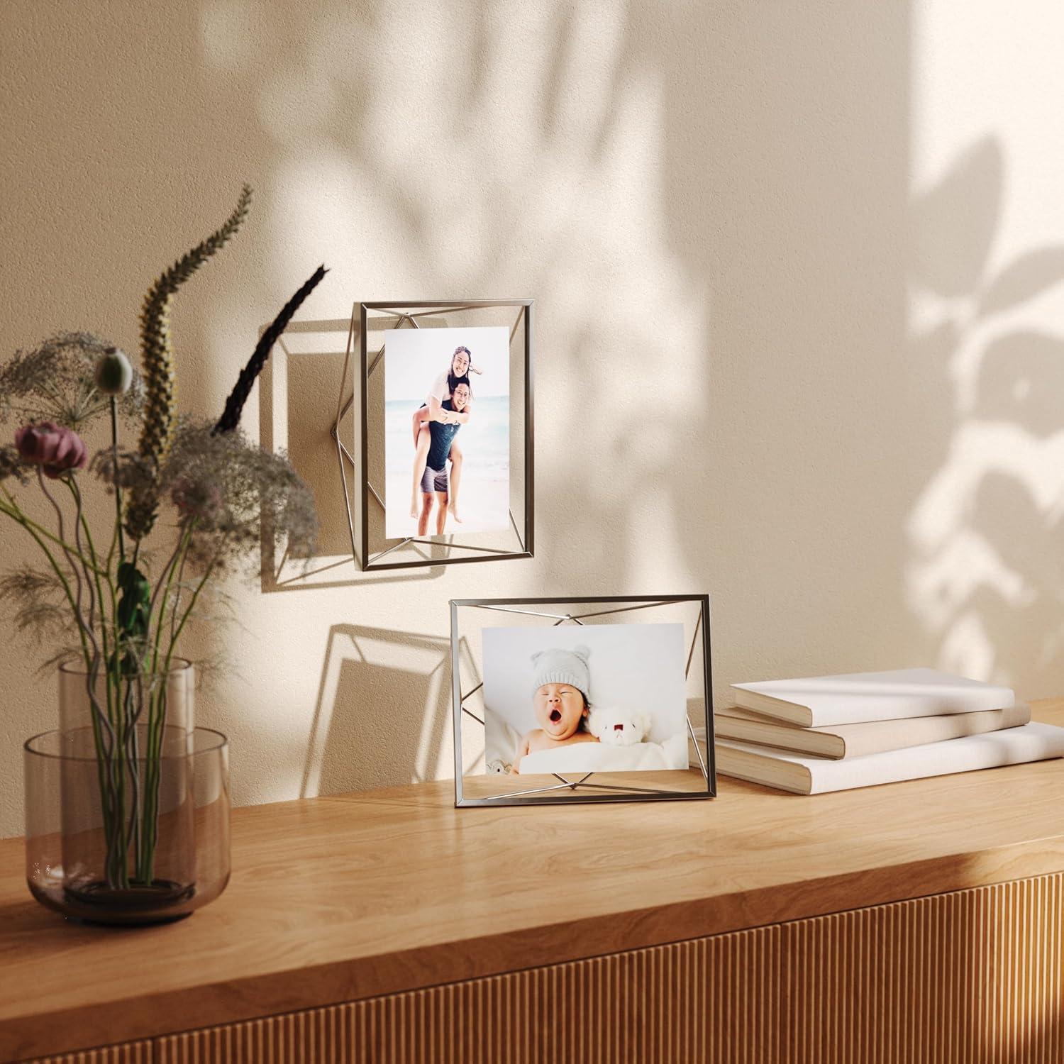 Umbra 5"x7" Prisma Picture Frame Chrome: Modern Geometric Design, Steel Material, Wall or Tabletop Display