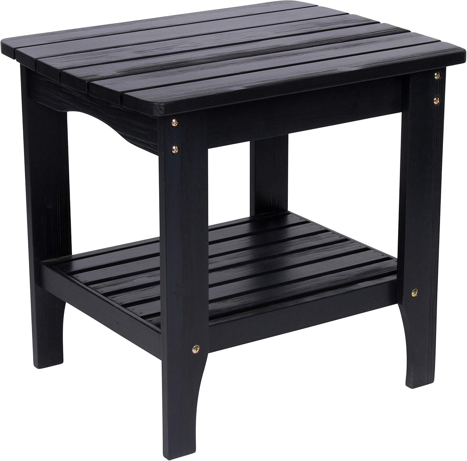 Shine Company Rectangular Traditional Wood Indoor/Outdoor Side Table in Black