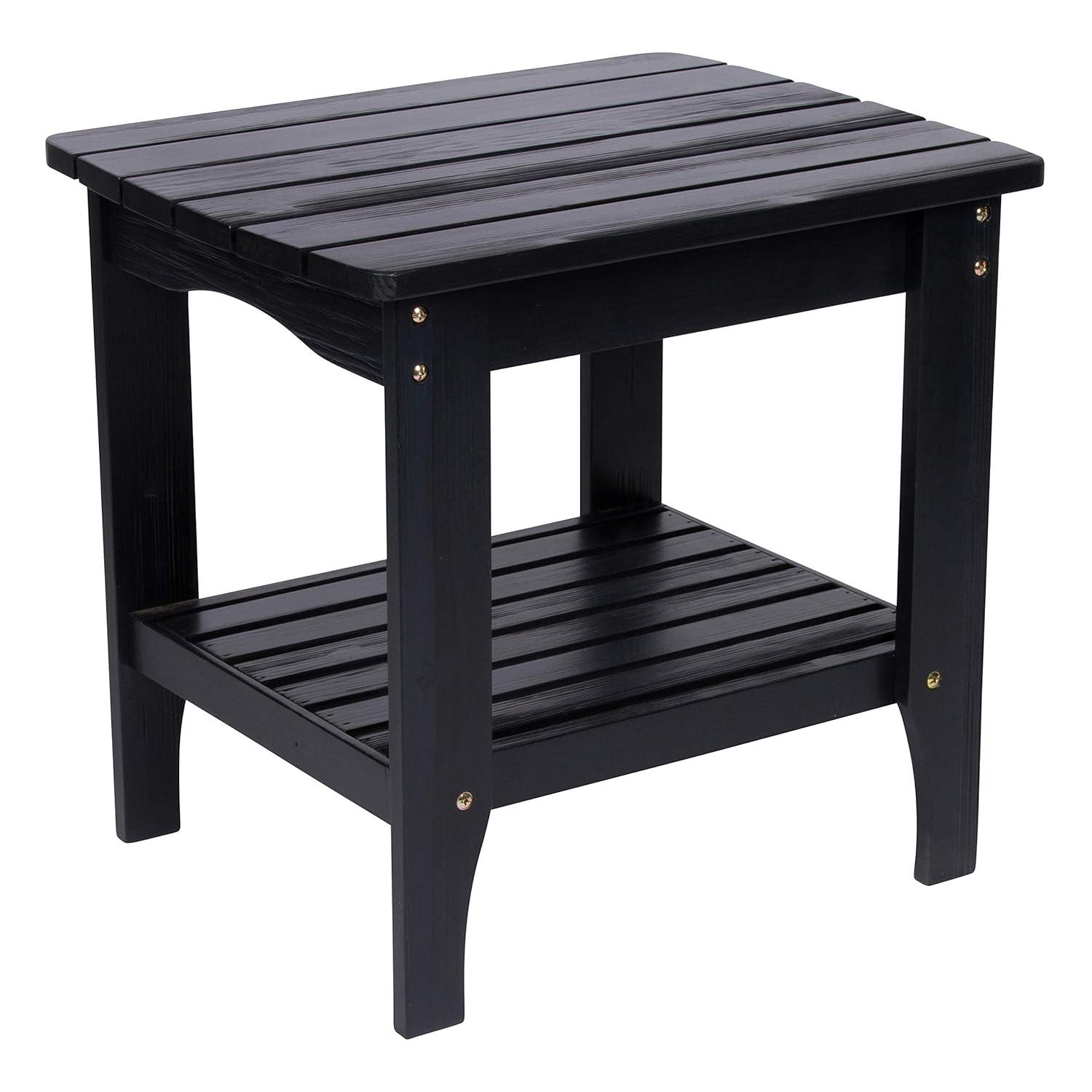 Shine Company Mesa Auxiliar Rectangular Tradicional de Madera para Interior/exterior en Negro