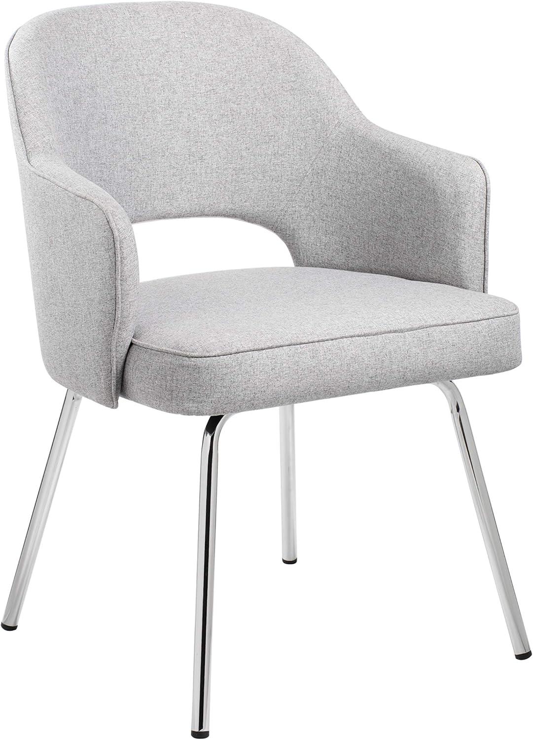 Guest Chair Gray Linen - Boss Office Products: Chrome Base, Mid-Century Modern, 275lbs Capacity