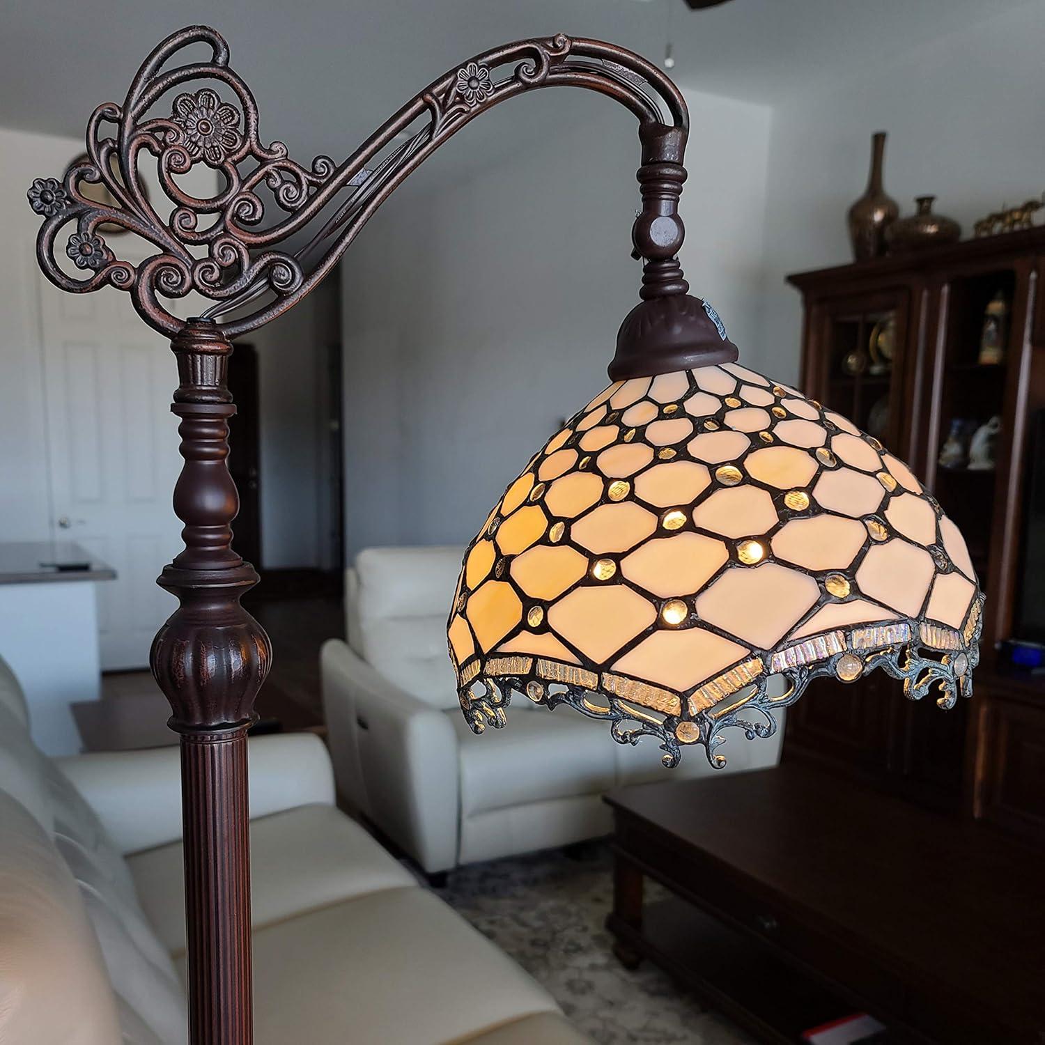 Amora Lighting Tiffany Style Jeweled Reading Floor Lamp 62" High