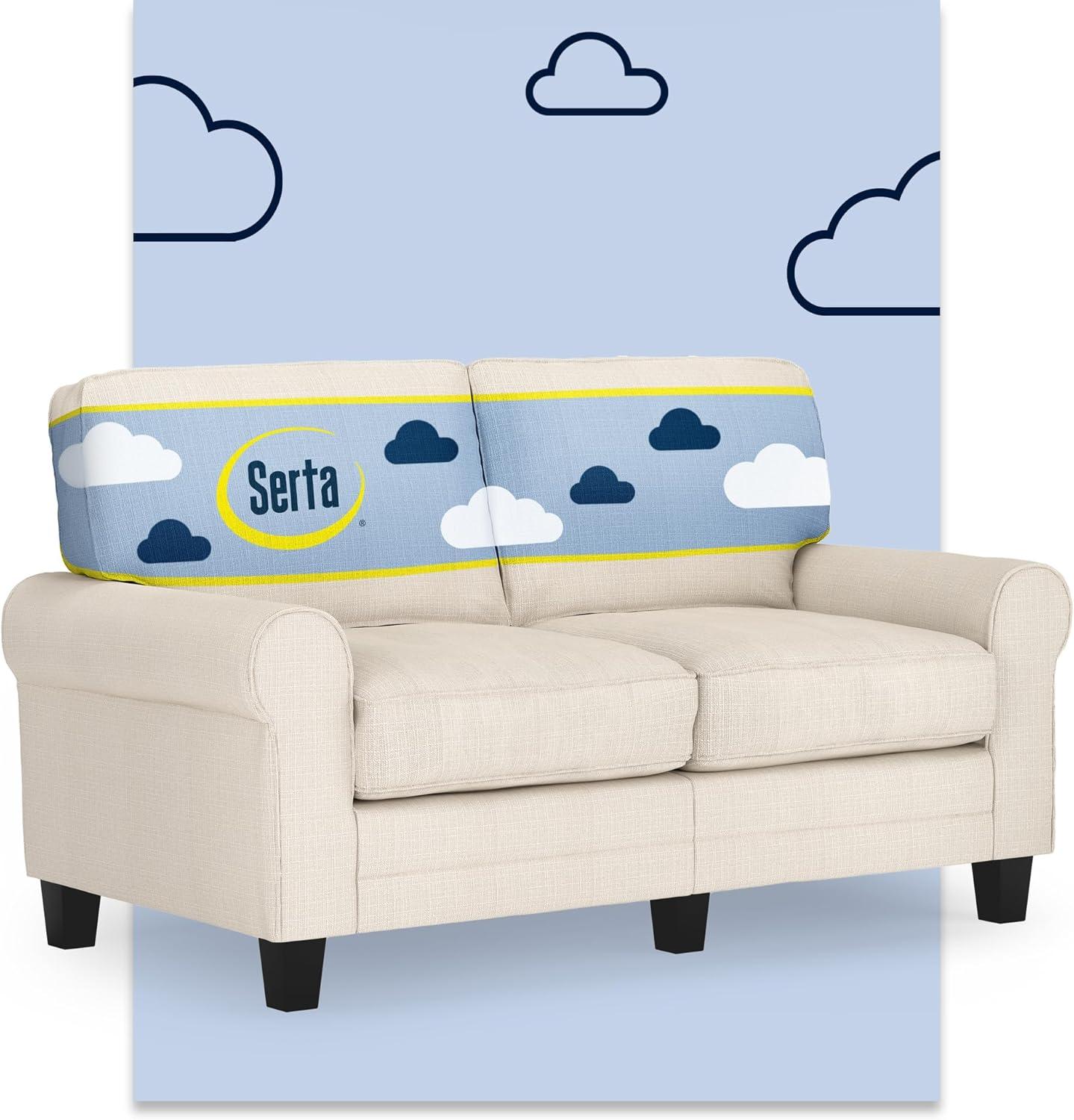 Serta Copenhagen 61" Rolled Arm Sofa, Easy Care Fabric, Soft Pillow Back, Pocket Coil Seat Cushions