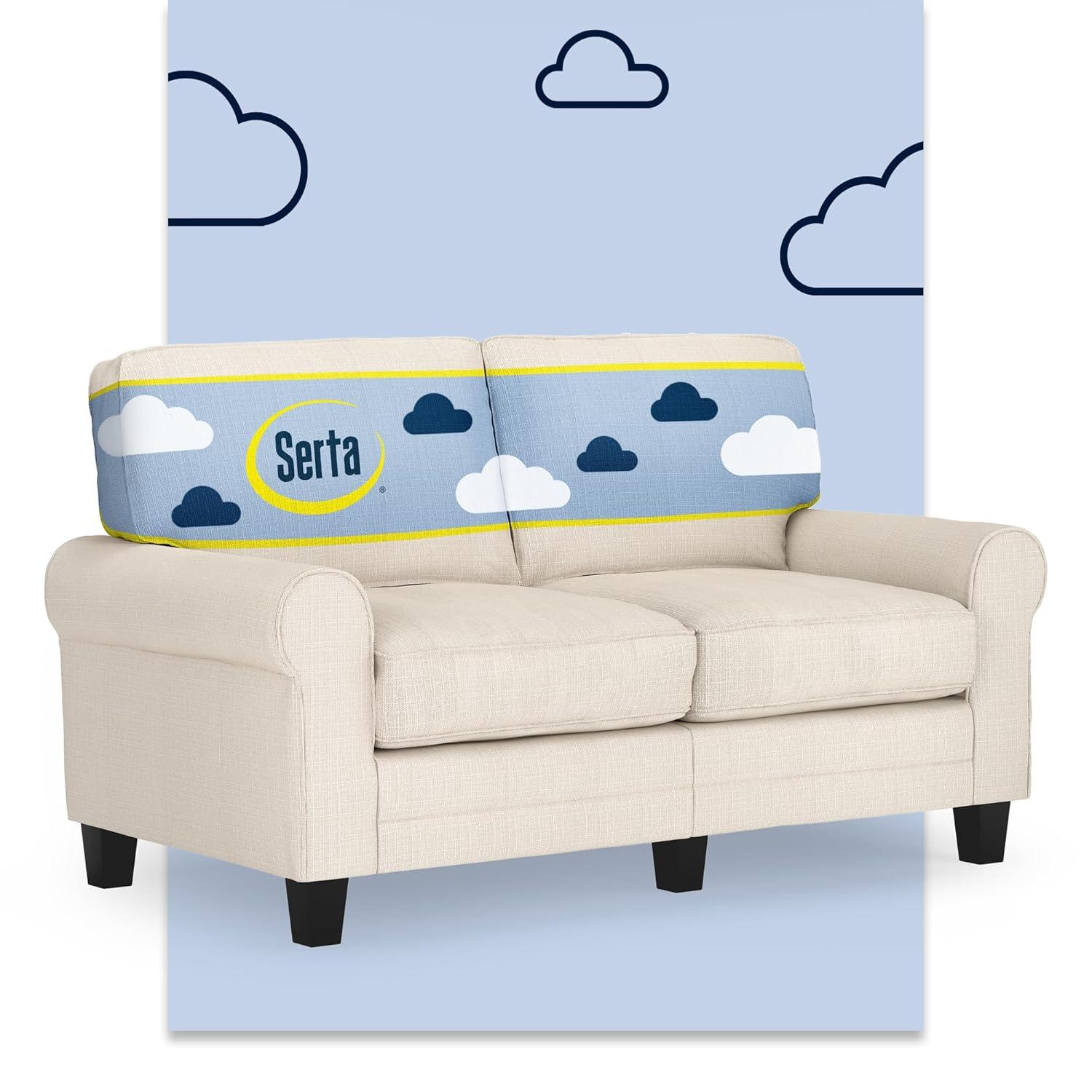 Serta Copenhagen 61" Rolled Arm Sofa, Easy Care Fabric, Soft Pillow Back, Pocket Coil Seat Cushions
