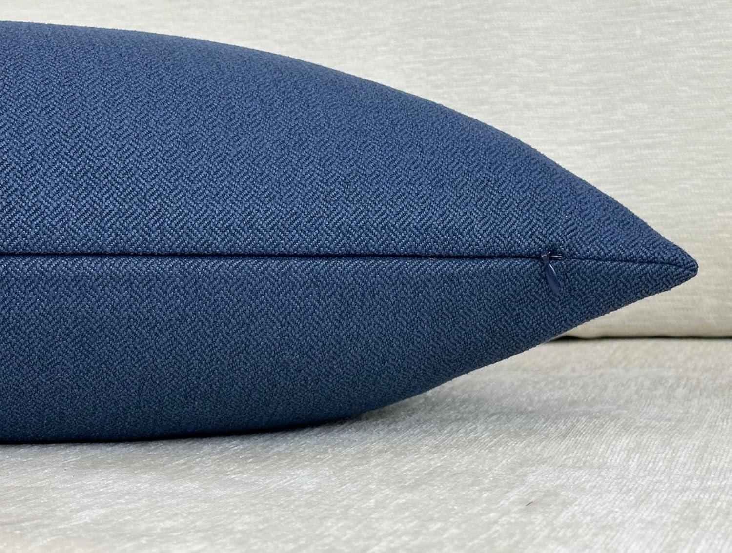 Aiking 2 Pieces of 12" x 24" Brushed 100% Polyester Decorative Lumbar Pillow Covers, Zipper Closure, Navy