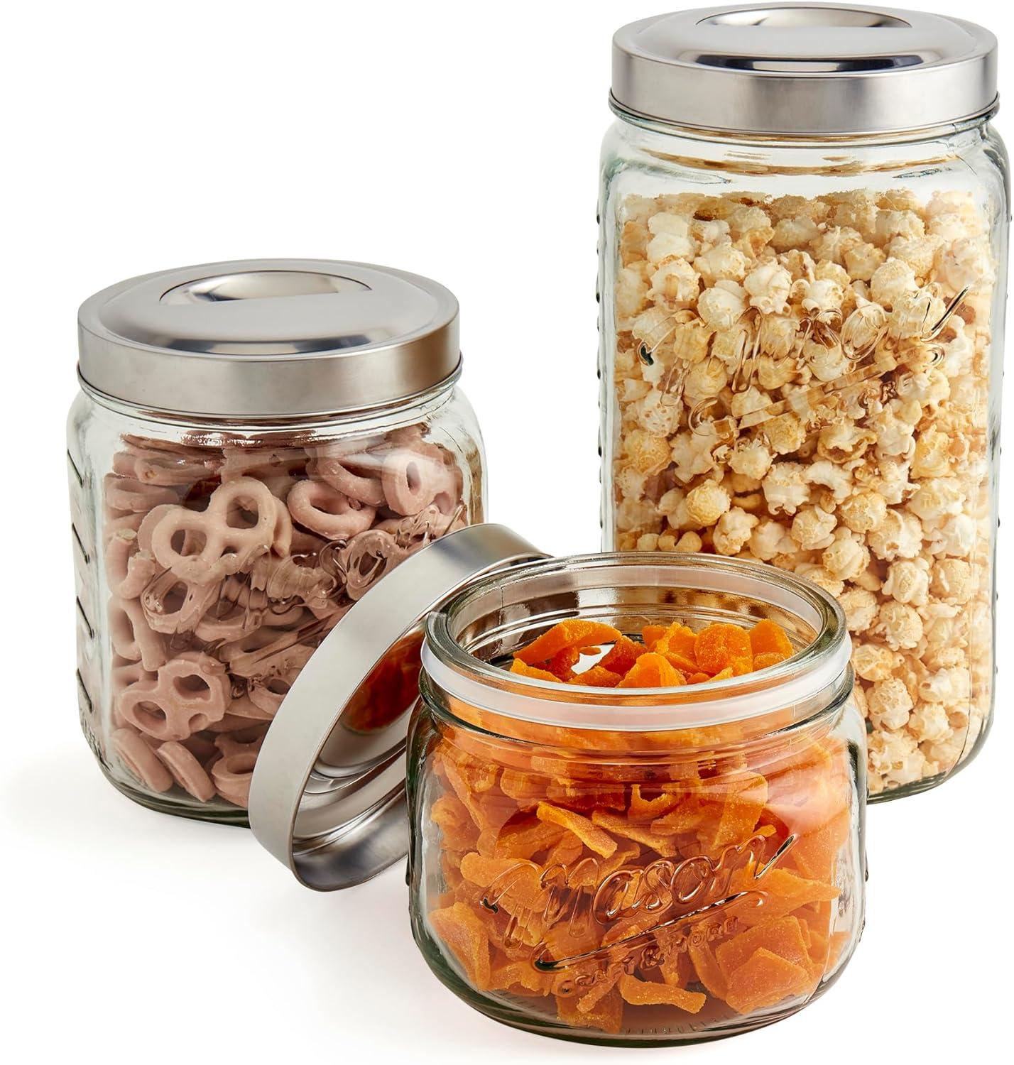 Mason Craft & More Vintage Storage Jars Glass Canister - Set of 3