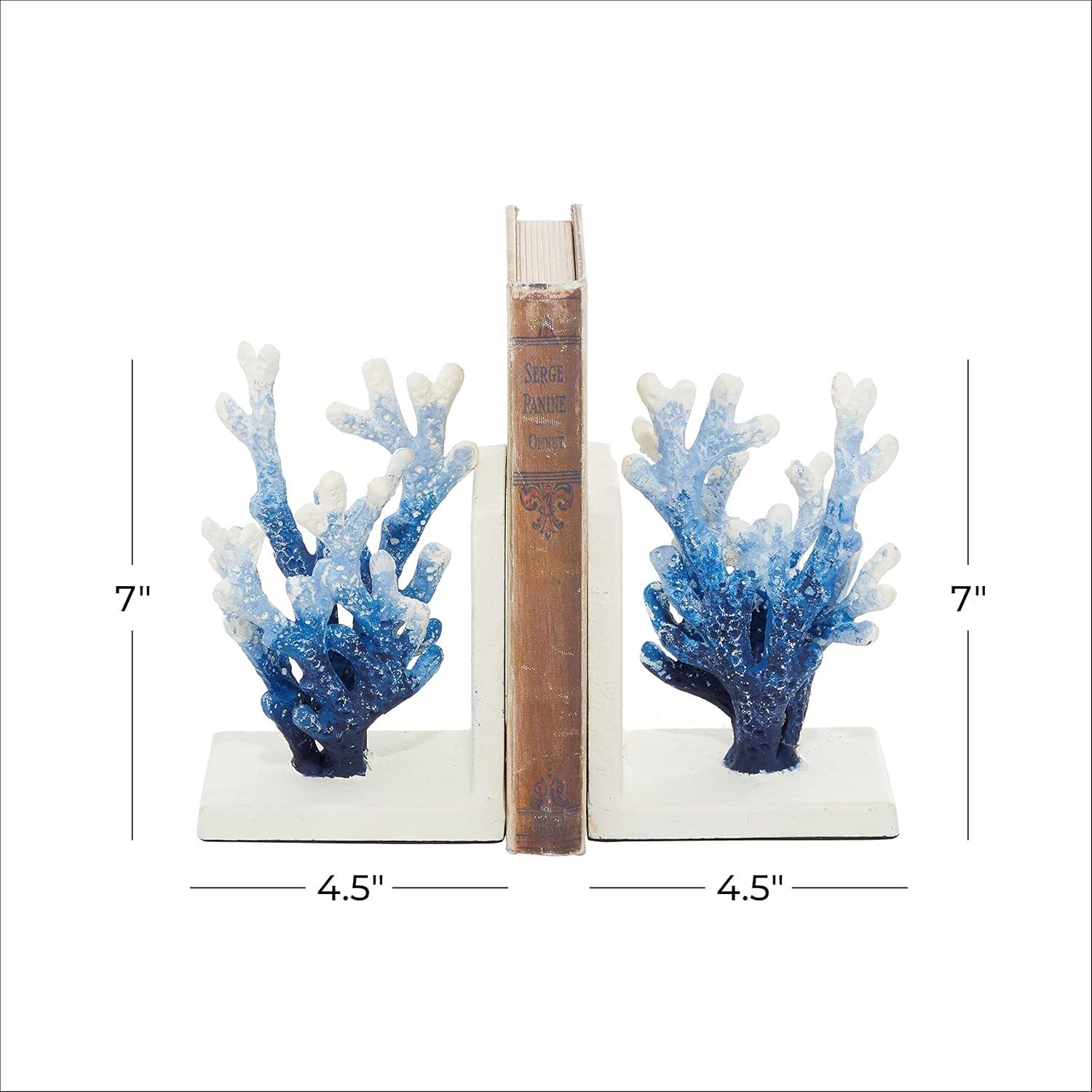 Blue and White Iron Coral Novelty Bookends, Set of 2