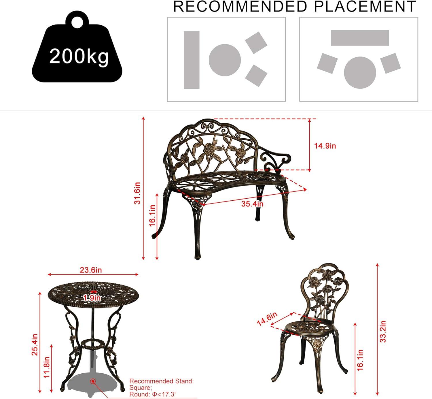 Bloomsbury Market Busselton Round 4 - Person Cast Aluminum Patio Bistro Set Brown