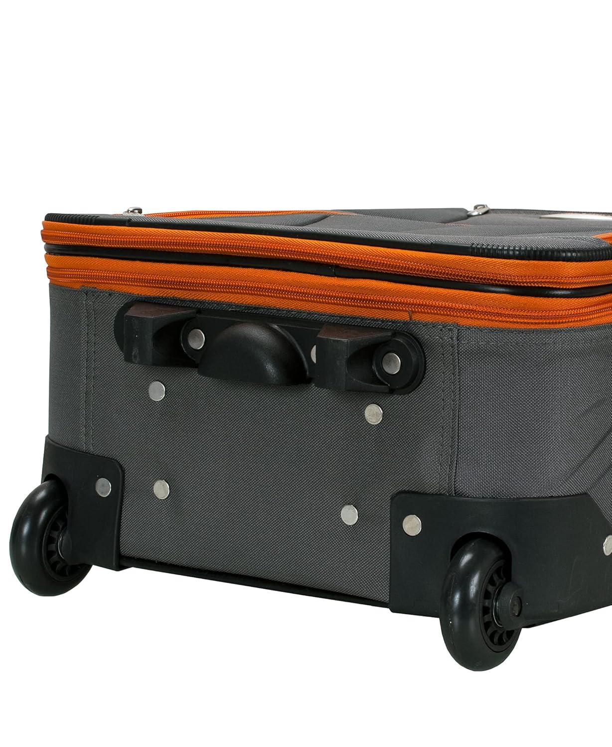 Charcoal Softside 4-Piece Spinner Luggage Set with Orange Trim