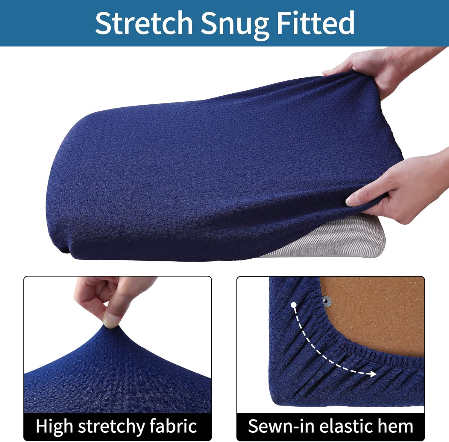 Furrygo Washable 4 Pieces Polyester Dining Chair Slipcovers, Navy