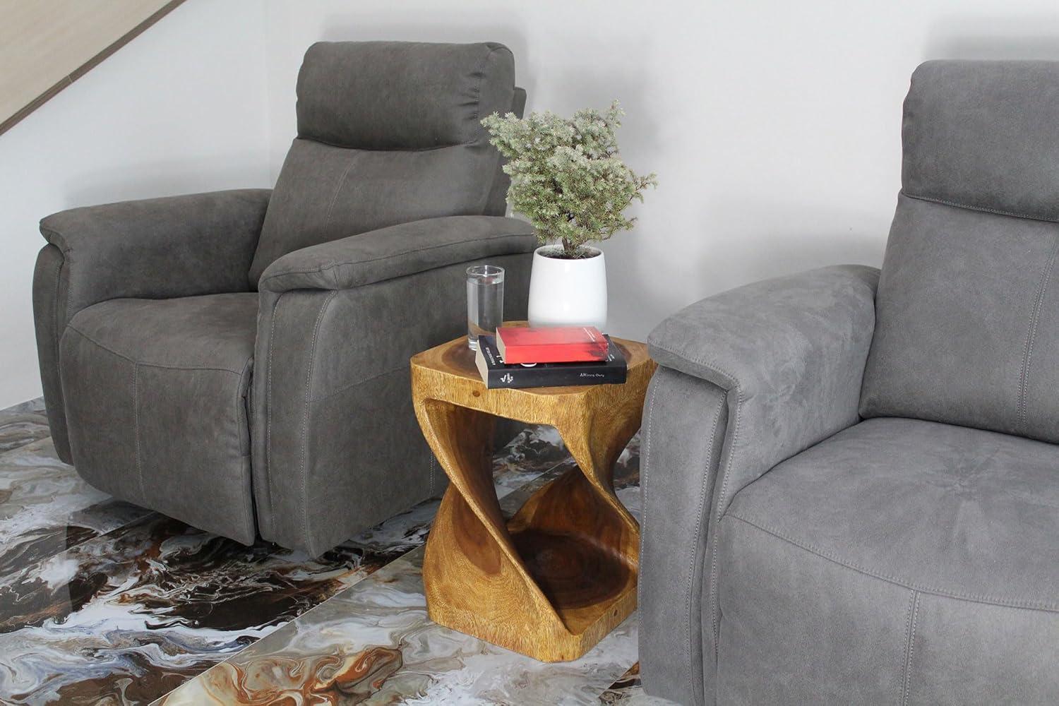 Hand-Carved Walnut Twist Stool and Accent Table