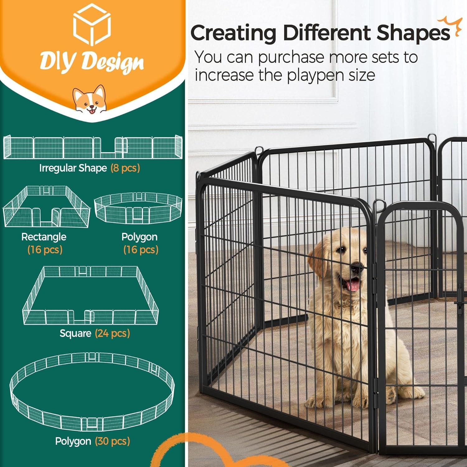 Yaheetech Dog Playpen Outdoor, 24 inch 32 Panels Dog Pen Indoor Heavy Duty Puppy Exercise Pen Metal Pet Fence for RV Camping/Yard/Garden