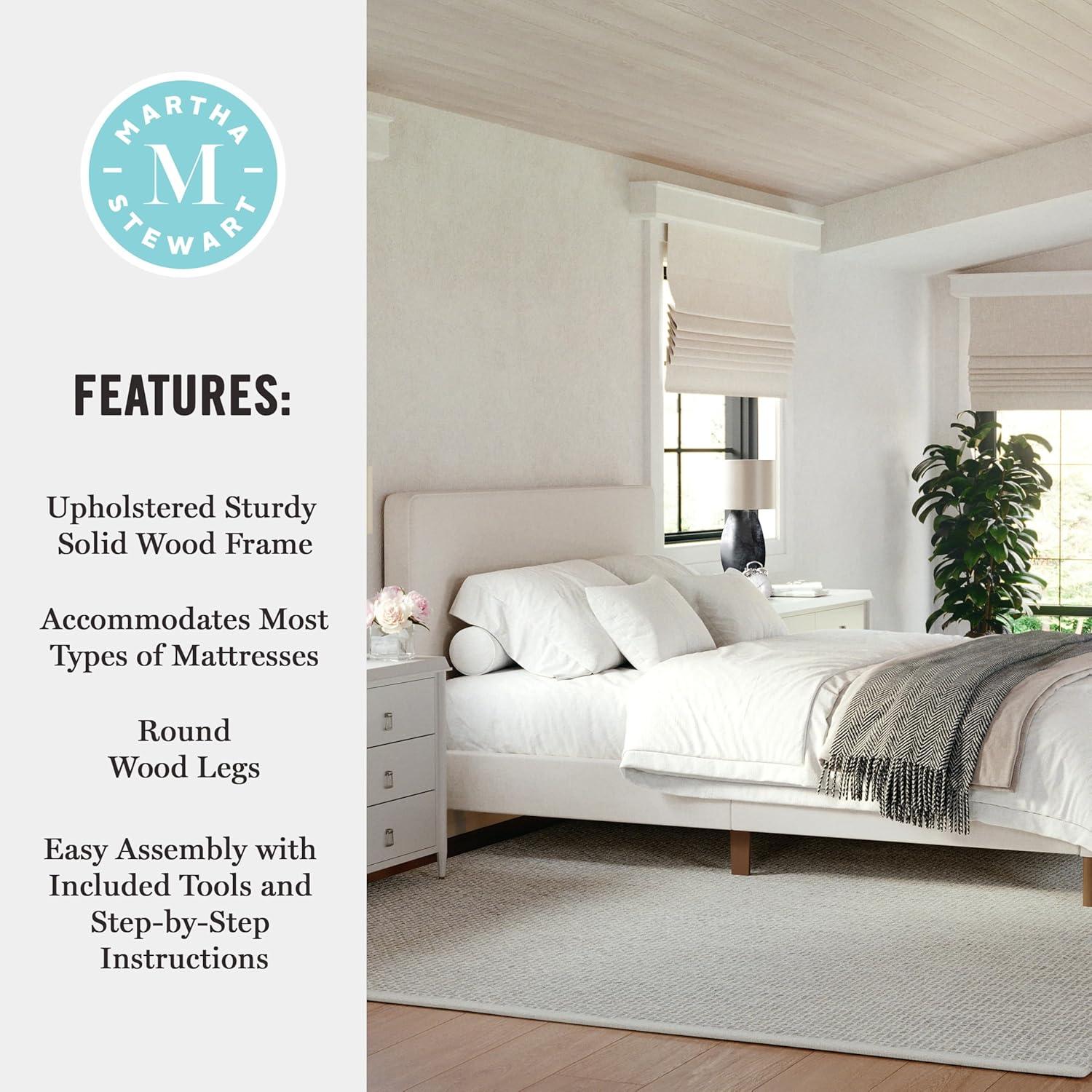 Martha Stewart Martha Stewart Britta Upholstered Platform Bed With Piped Detail Headboard