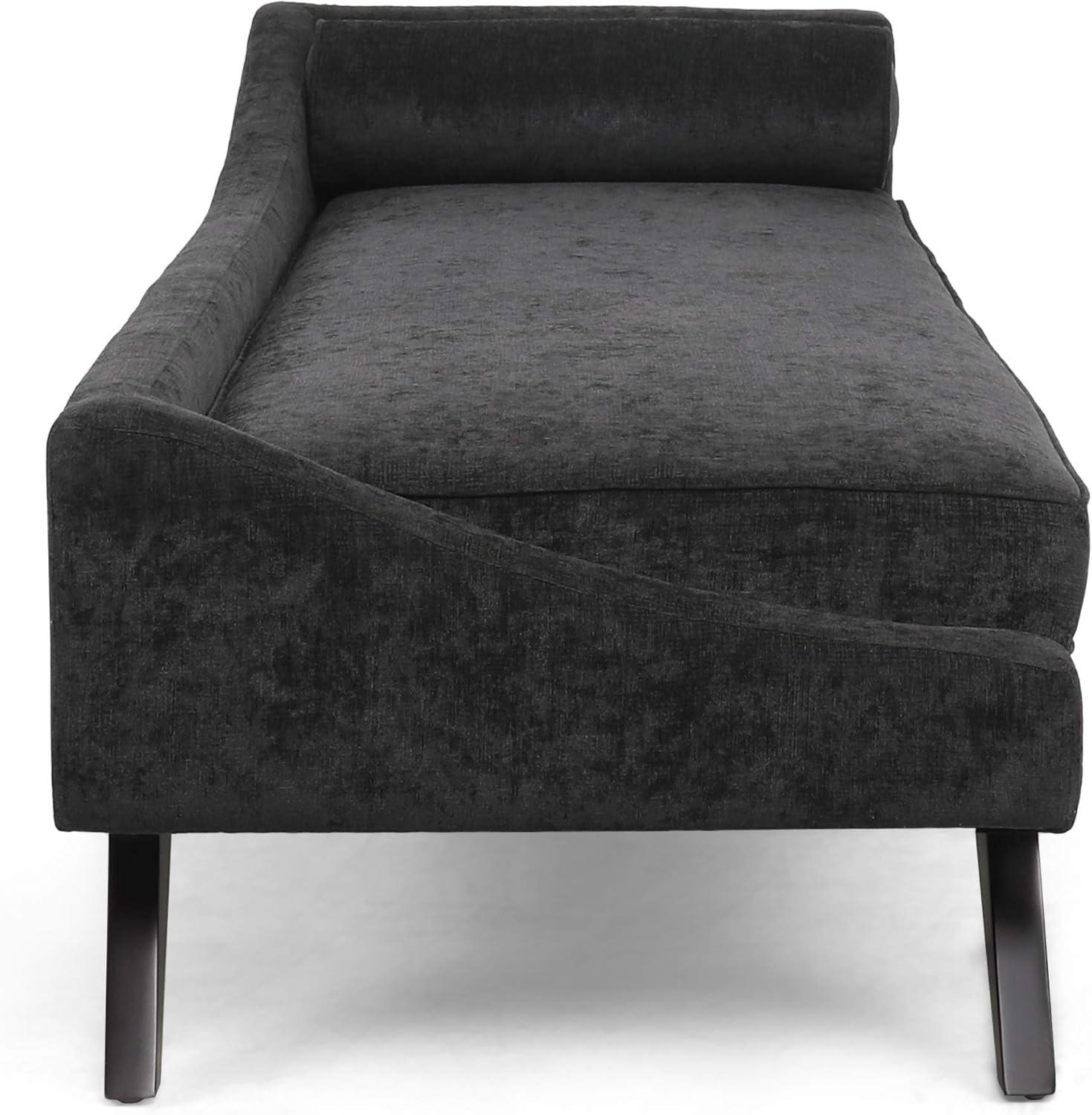 Cagle Mid Century Modern Fabric Chaise Lounge Black/Dark Brown - Christopher Knight Home