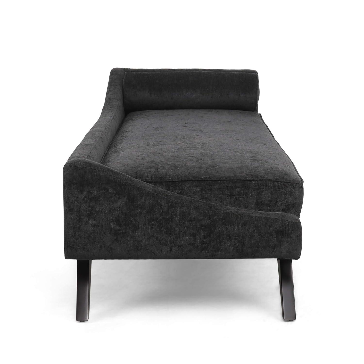 Cagle Mid Century Modern Fabric Chaise Lounge Black/Dark Brown - Christopher Knight Home