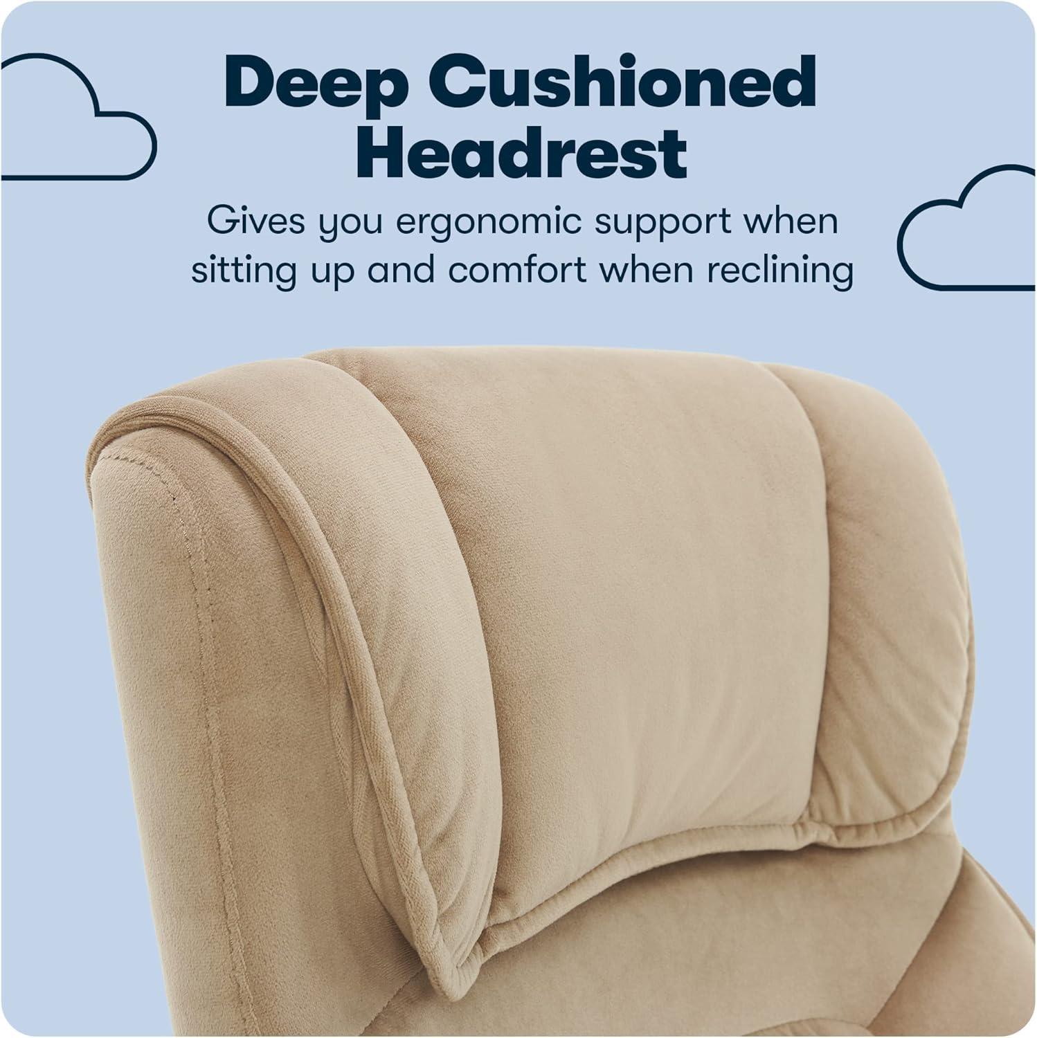 Serta Hannah Executive Home Office Desk Chair, Ergonomic Mid-Back with Lumbar Support, Firm Seat Cushion, Layered Body Pillows, Padded Armrests, Swivel Base, Easy Assembly, Microfiber, Beige