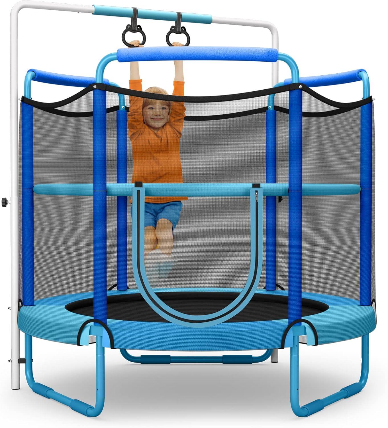 Gymax 5FT Kids 3-in-1 Game Seamless Trampoline W/ Enclosure Net Spring Pad In/ Outdoor