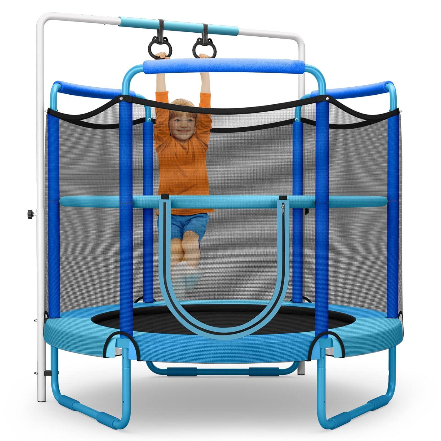 Gymax 5FT Kids 3-in-1 Game Seamless Trampoline W/ Enclosure Net Spring Pad In/ Outdoor
