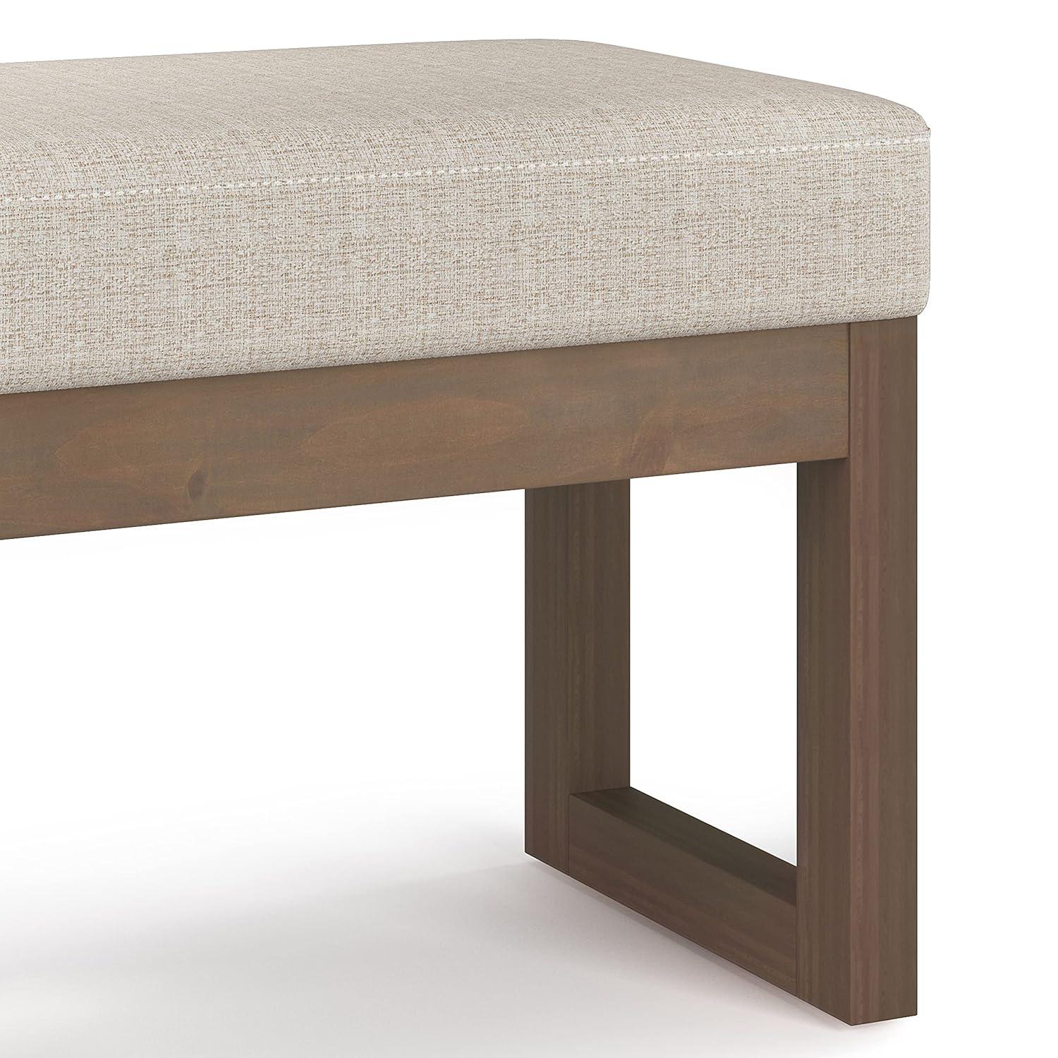 Simpli Home Milltown Ottoman Bench with Upholstered Seat and Solid Wood Frame