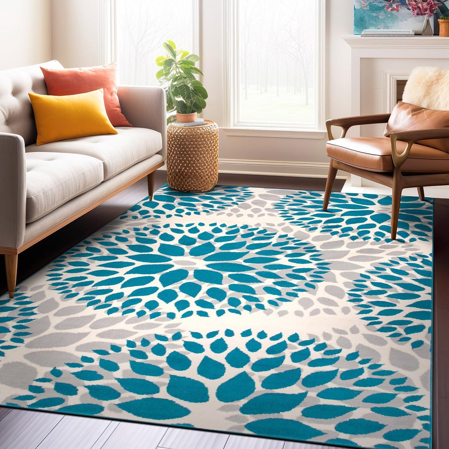 World Rug Gallery Modern Floral Circles Area Rug