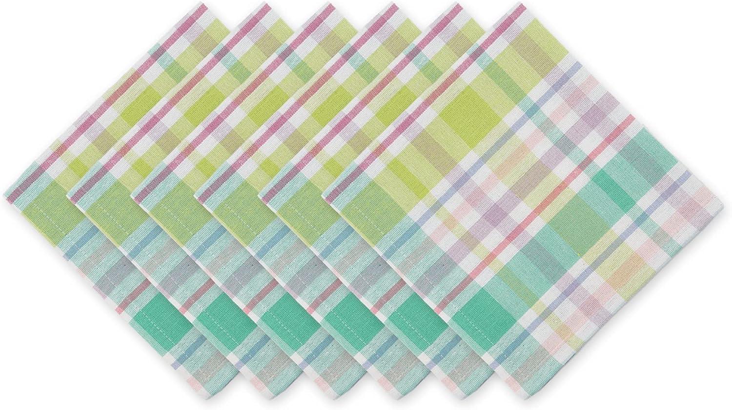 DII Spring Plaid Napkin (Set of 6), 20x20", 100% Cotton