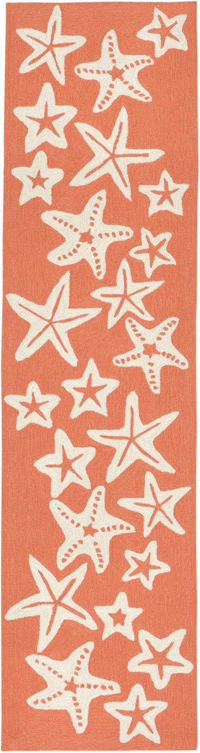 Liora Manne CAPRI Indoor/Outdoor Handmade Synthetic Blend Durable Area Rug - Contemporary Geometric Casual Animal Colorful (Starfish Coral) (2' x 5')