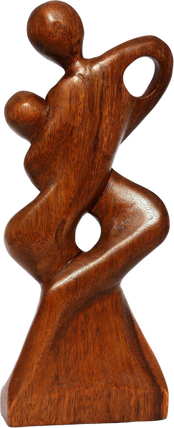 12" Wooden Handmade Abstract Sculpture Statue Handcrafted "Forever Mine" Gift Art Decorative Home Decor Figurine Accent Decoration Artwork Hand Carved