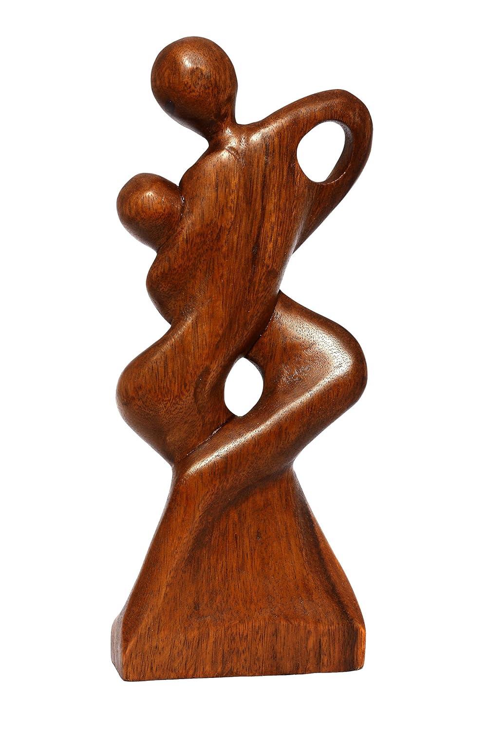 12" Wooden Handmade Abstract Sculpture Statue Handcrafted "Forever Mine" Gift Art Decorative Home Decor Figurine Accent Decoration Artwork Hand Carved