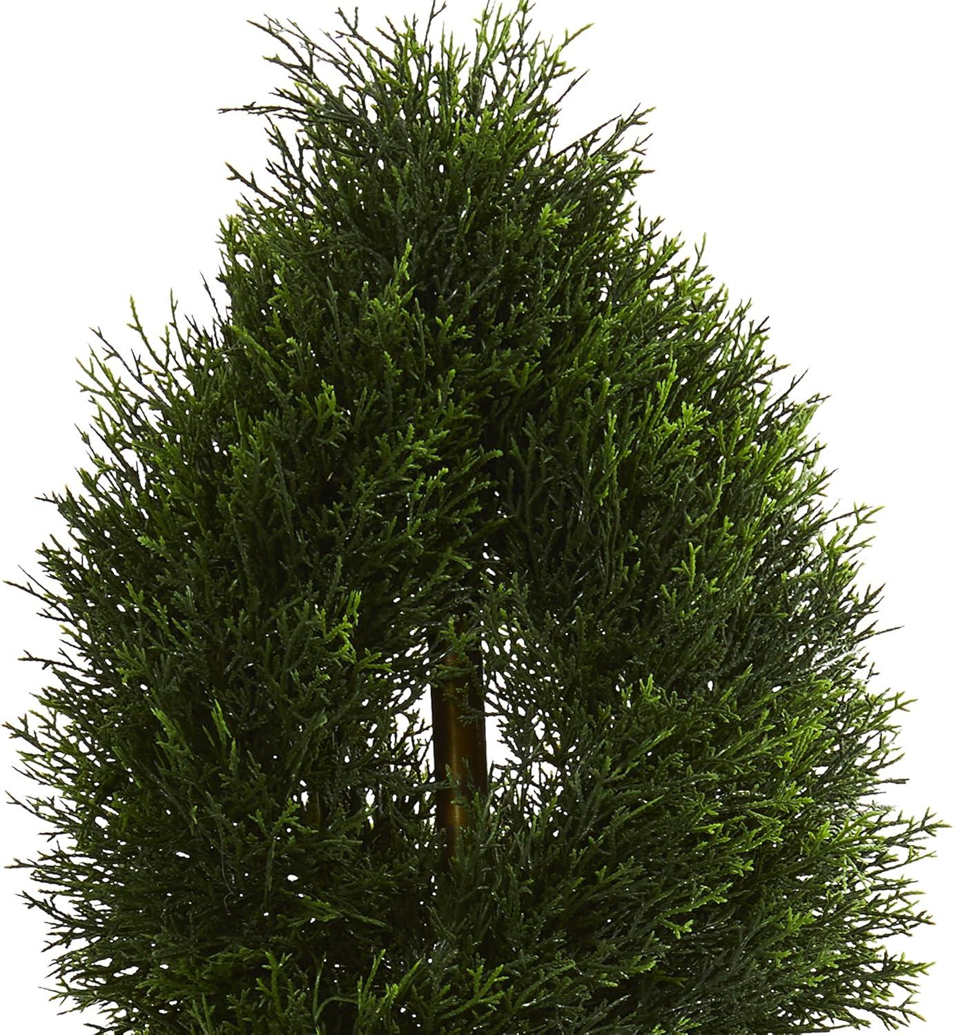 Nearly Natural  Double Pond Cypress Spiral Artificial Topiary Tree UV Resistant - Green 3ft