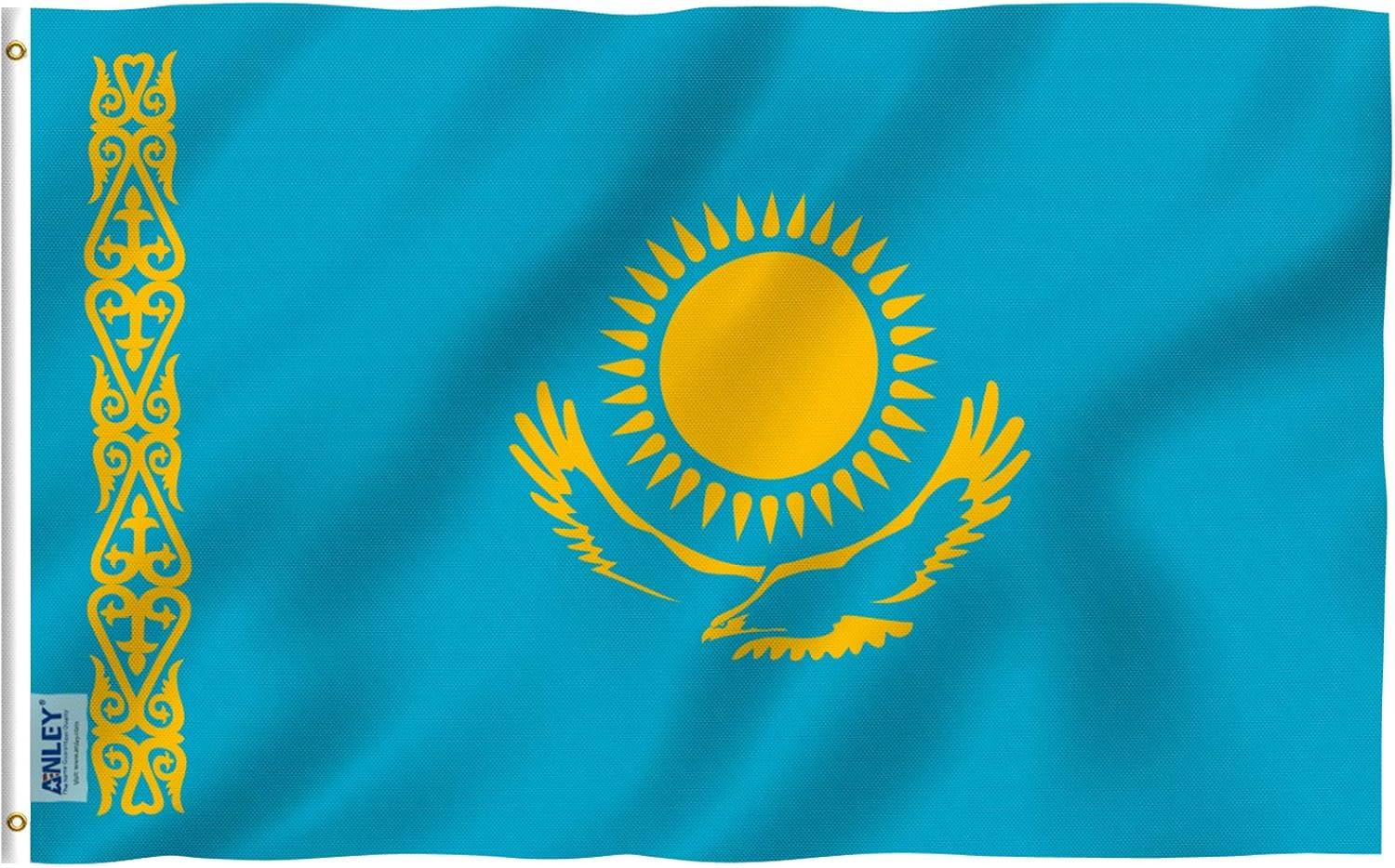 Kazakhstan 3x5 ft Polyester Flag with Brass Grommets