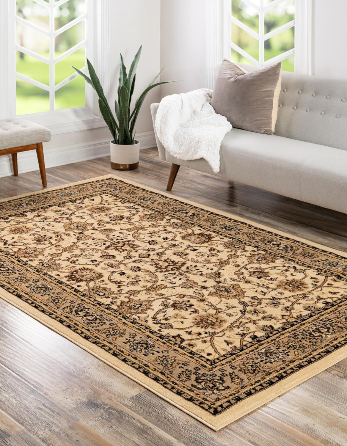 Unique Loom 6' 1 x 9' 0 Sialk Hill Washington Ivory Area Rug