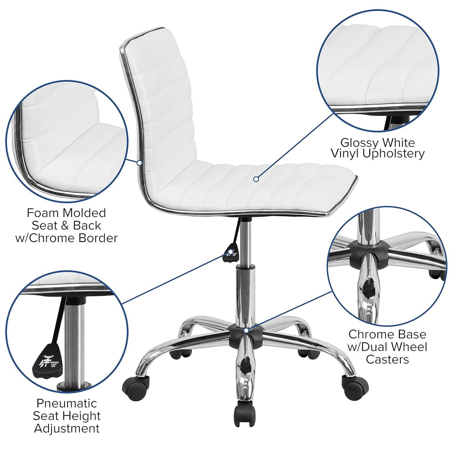Flash Furniture Low Back Designer Armless Ribbed Swivel Task Office Chair