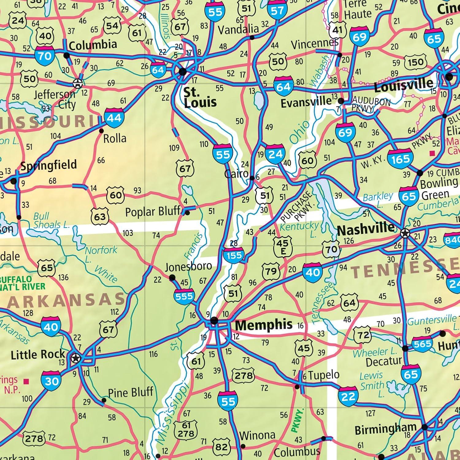 United States Laminated Foldable Map with Quick-Reference Legend